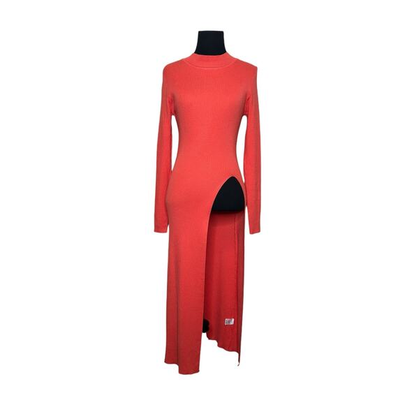 Fashion Nova orange long sleeves knit sweater dress size M - Picture 7 of 12